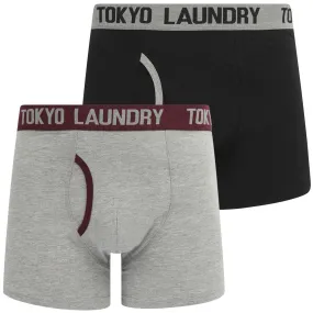 Abbots (2 Pack) Boxer Shorts Set in Light Grey Marl / Fig - Tokyo Laundry