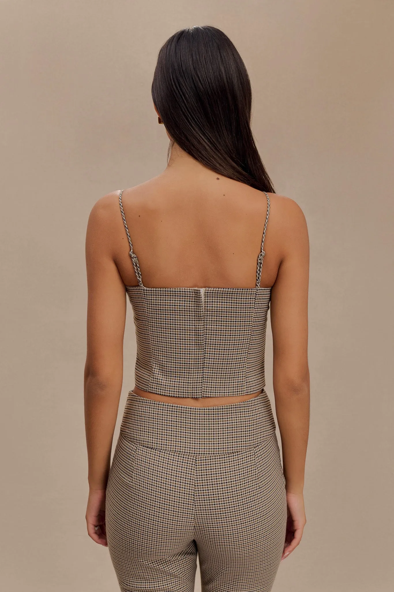 Aberley Crop Top - Tan Check