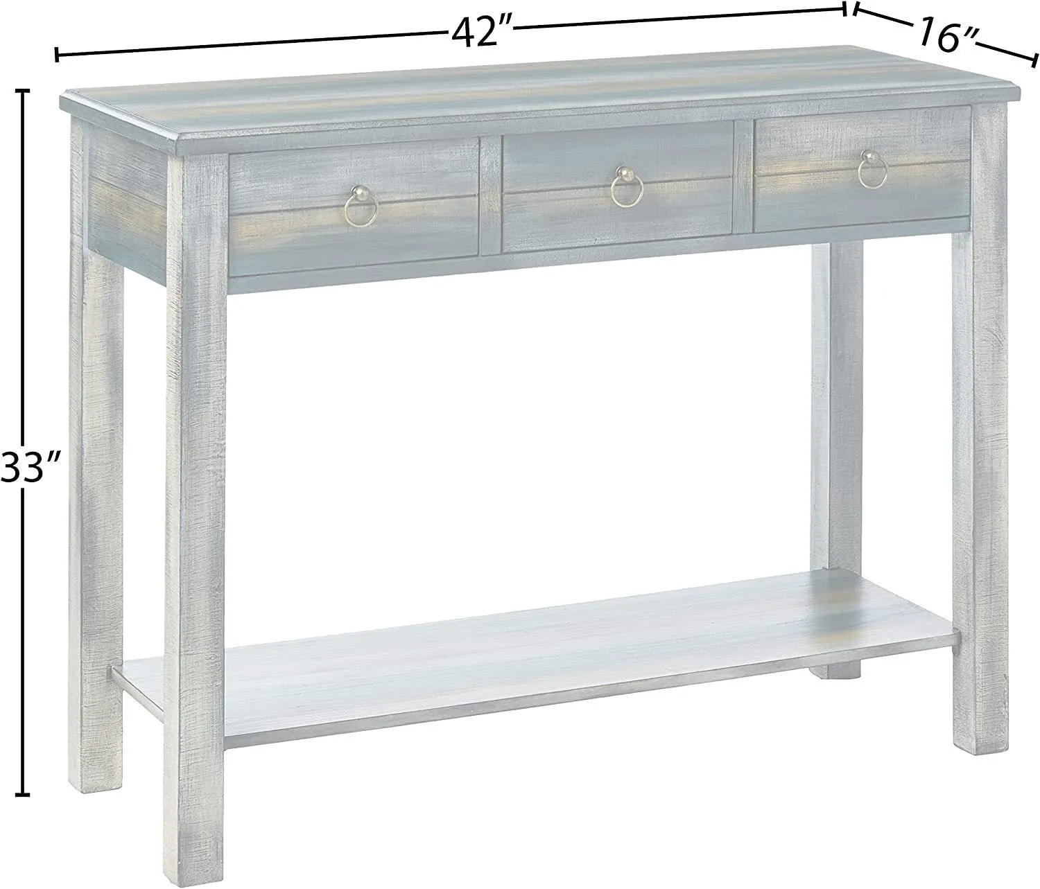 ACME Glancio Console Table in Antique White & Teal 97257