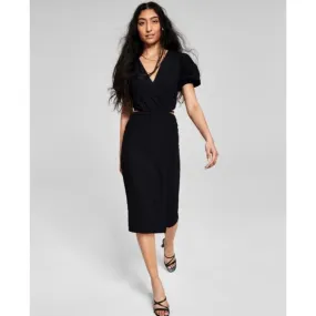 And Now This Textured Cutout Midi Dress in black