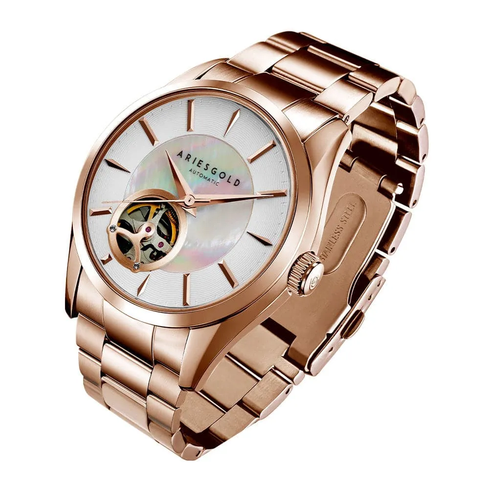 Aries Gold Infinum Rose Gold Stainless Steel Strap Women Watch L 9023 RG-W