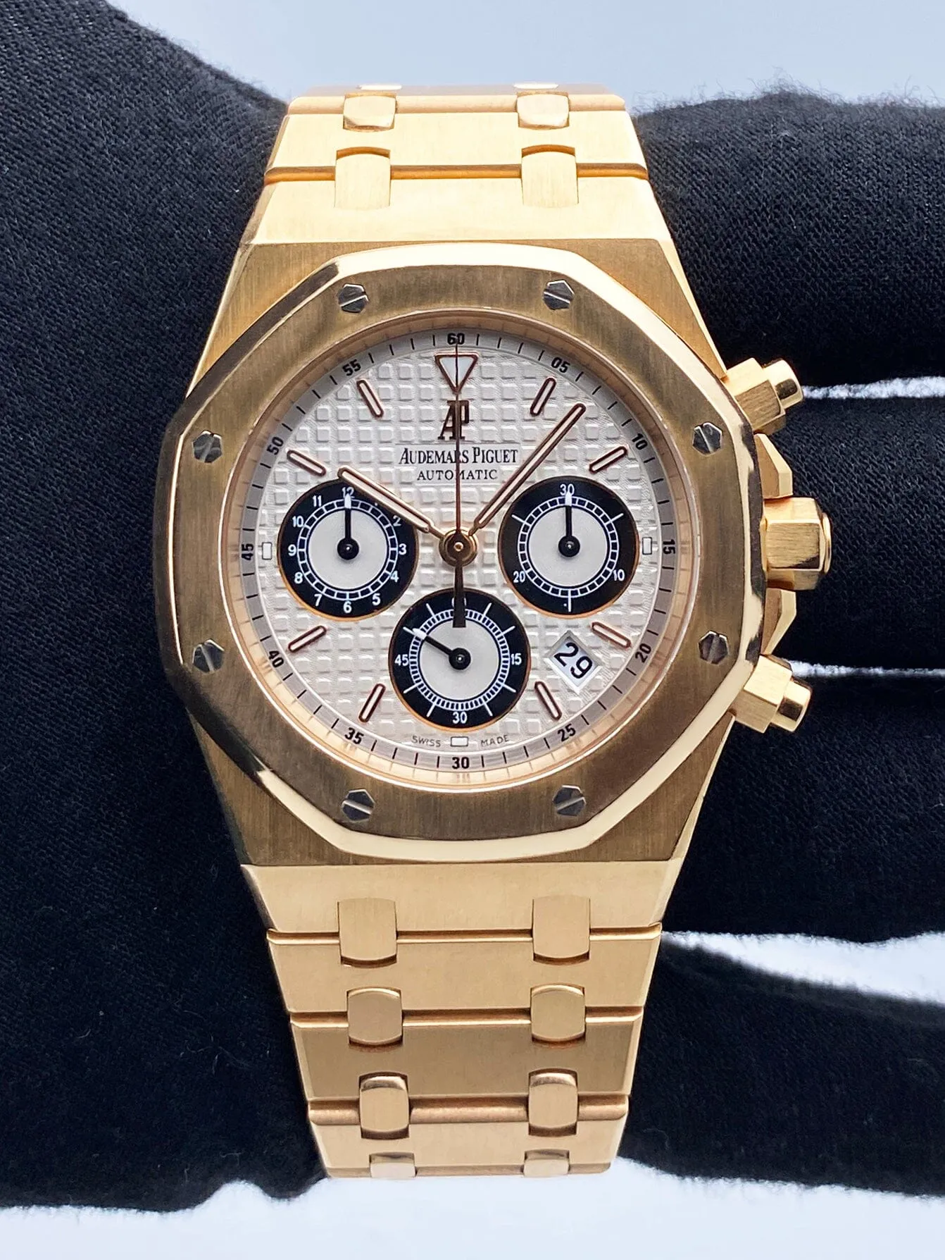 Audemars Piguet Royal Oak 26022OR 18K Rose Gold Mens Watch Box Papers