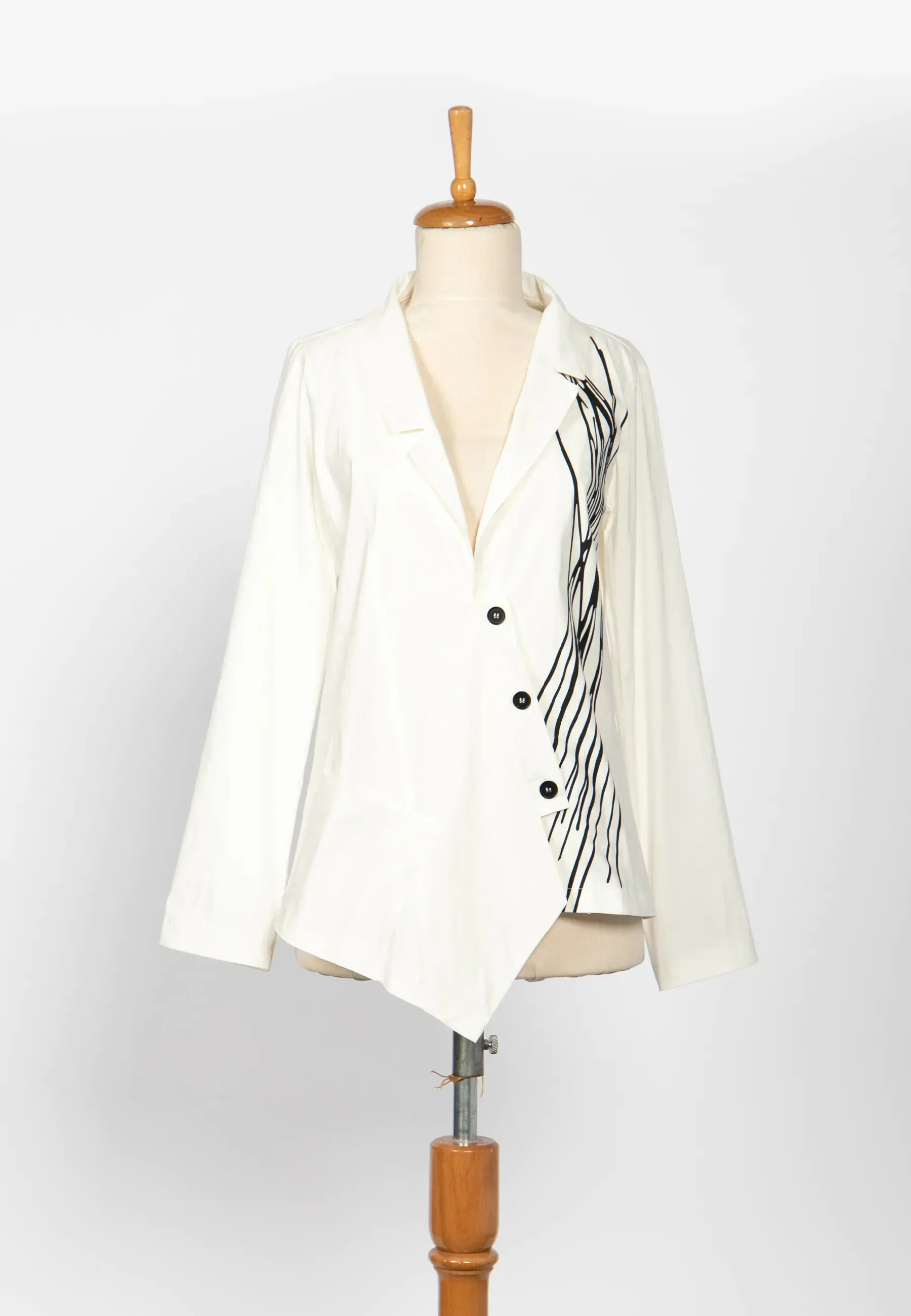 AVA Printed, stretch linen & cotton blended jacket