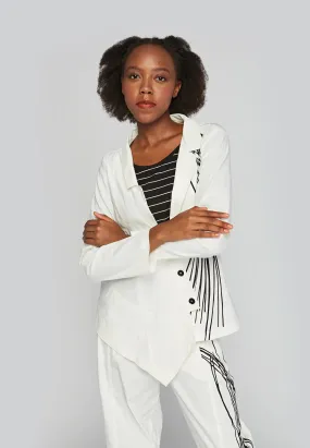 AVA Printed, stretch linen & cotton blended jacket