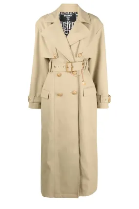 Balmain Gabardine Trench Coat - Sable