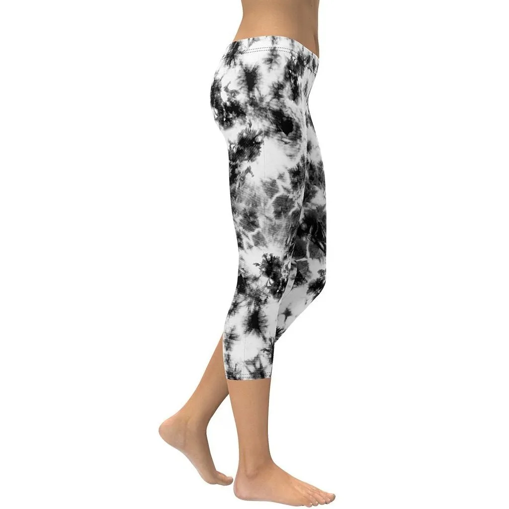 Black & White Tie Dye Capris