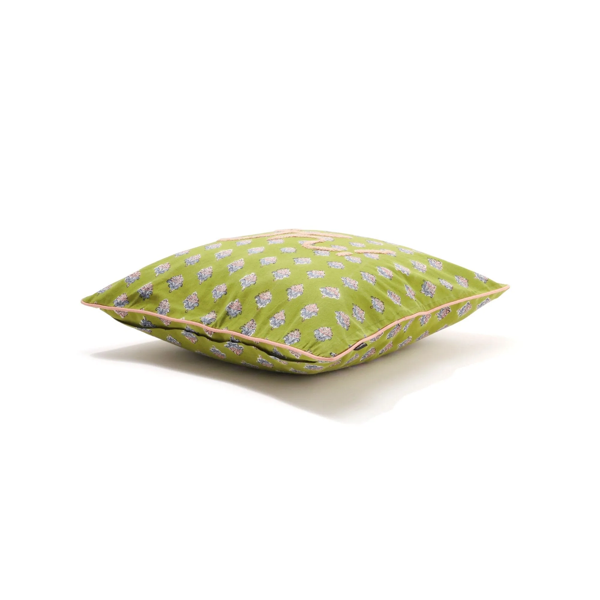 Block Print Cushion Cover 450×450 Green