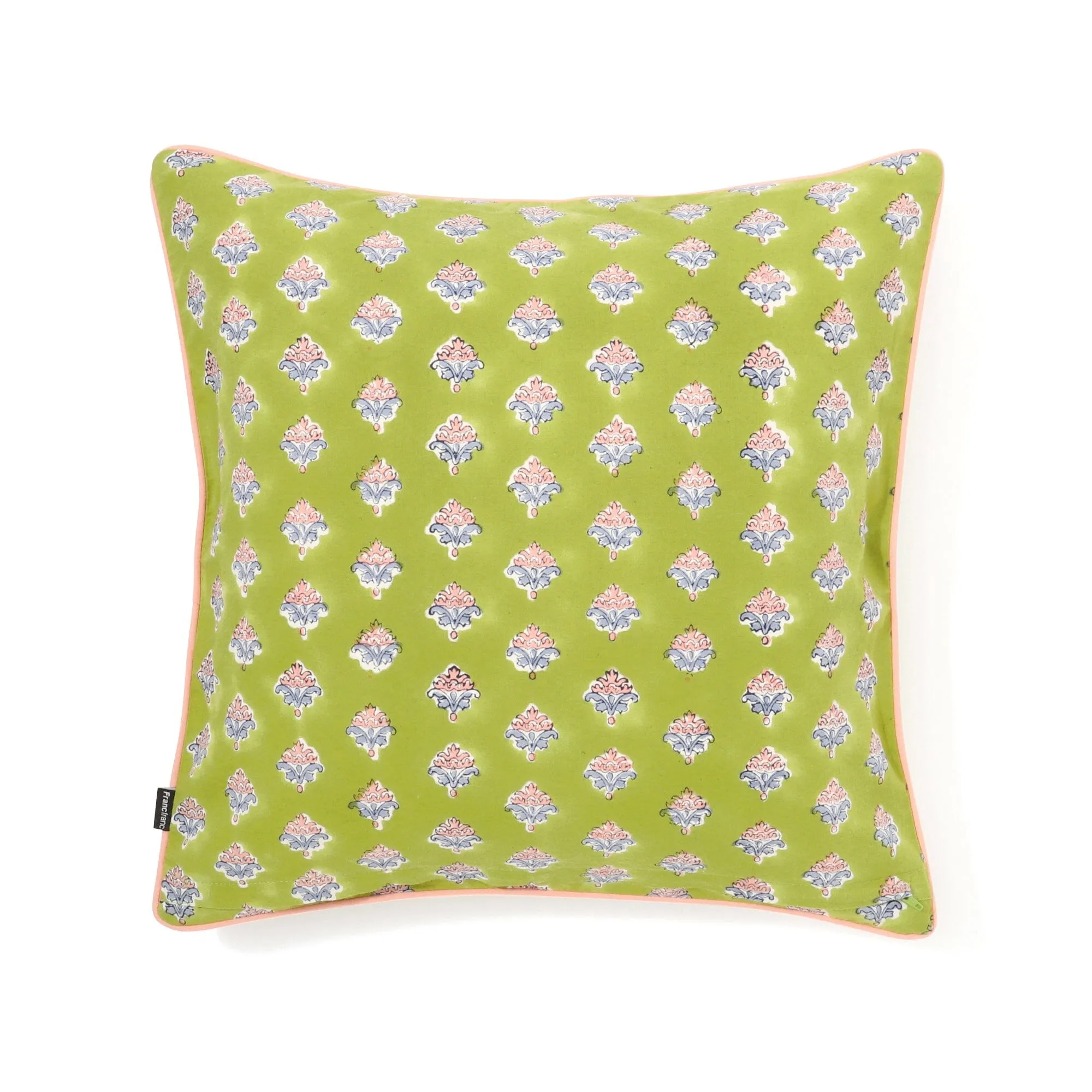 Block Print Cushion Cover 450×450 Green