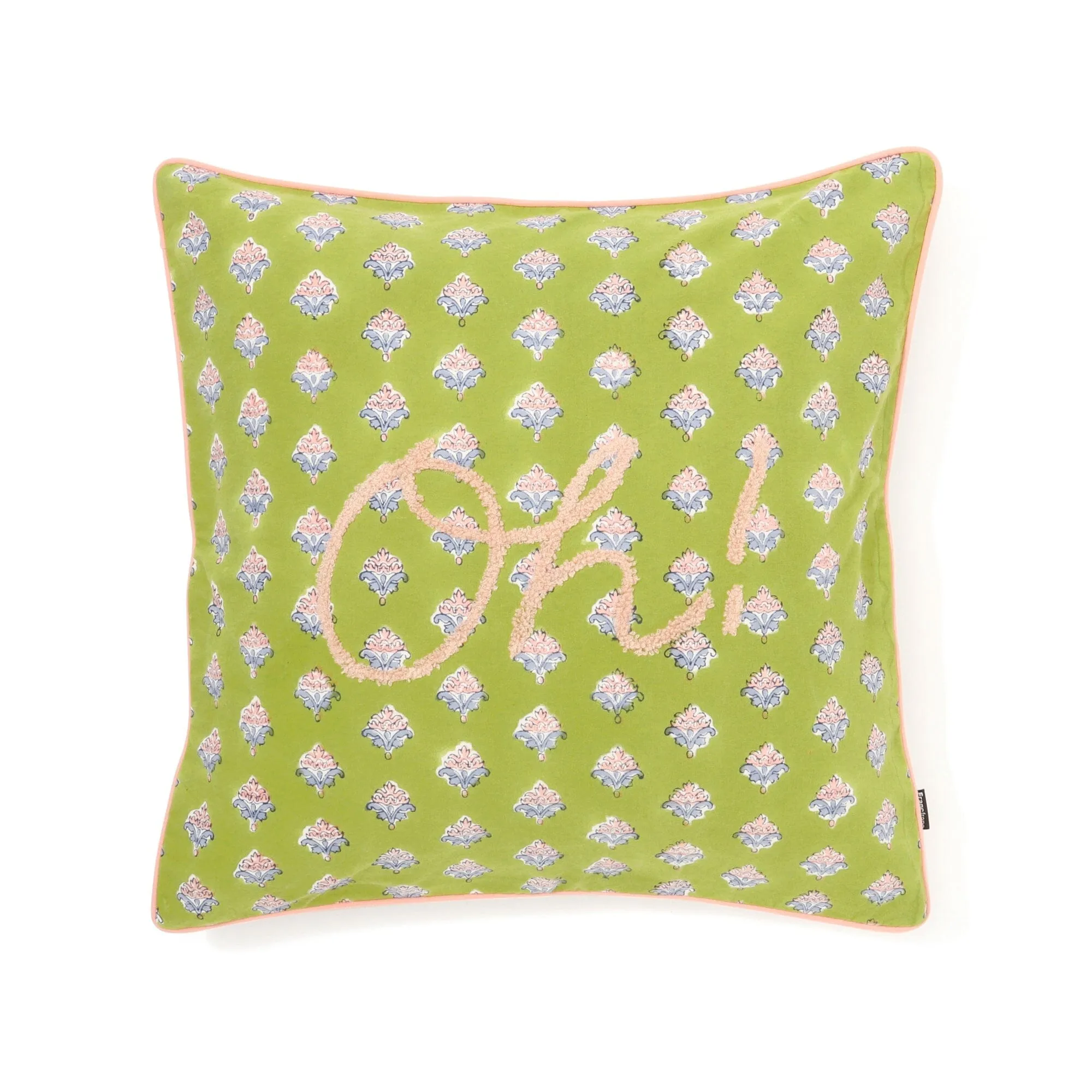 Block Print Cushion Cover 450×450 Green