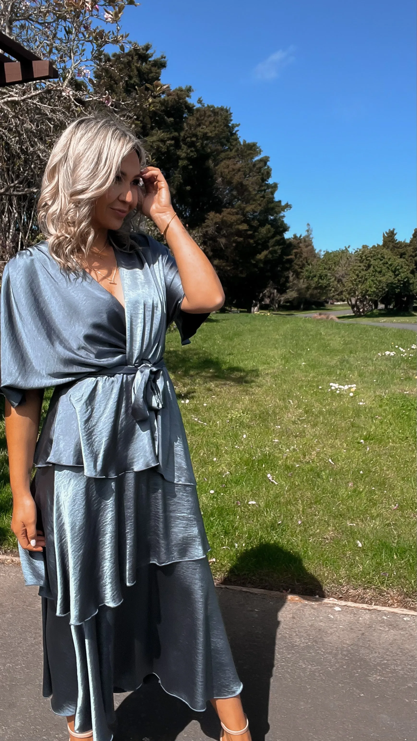 Celebration by Shine On Marissa Midi Dress Stormy Grey