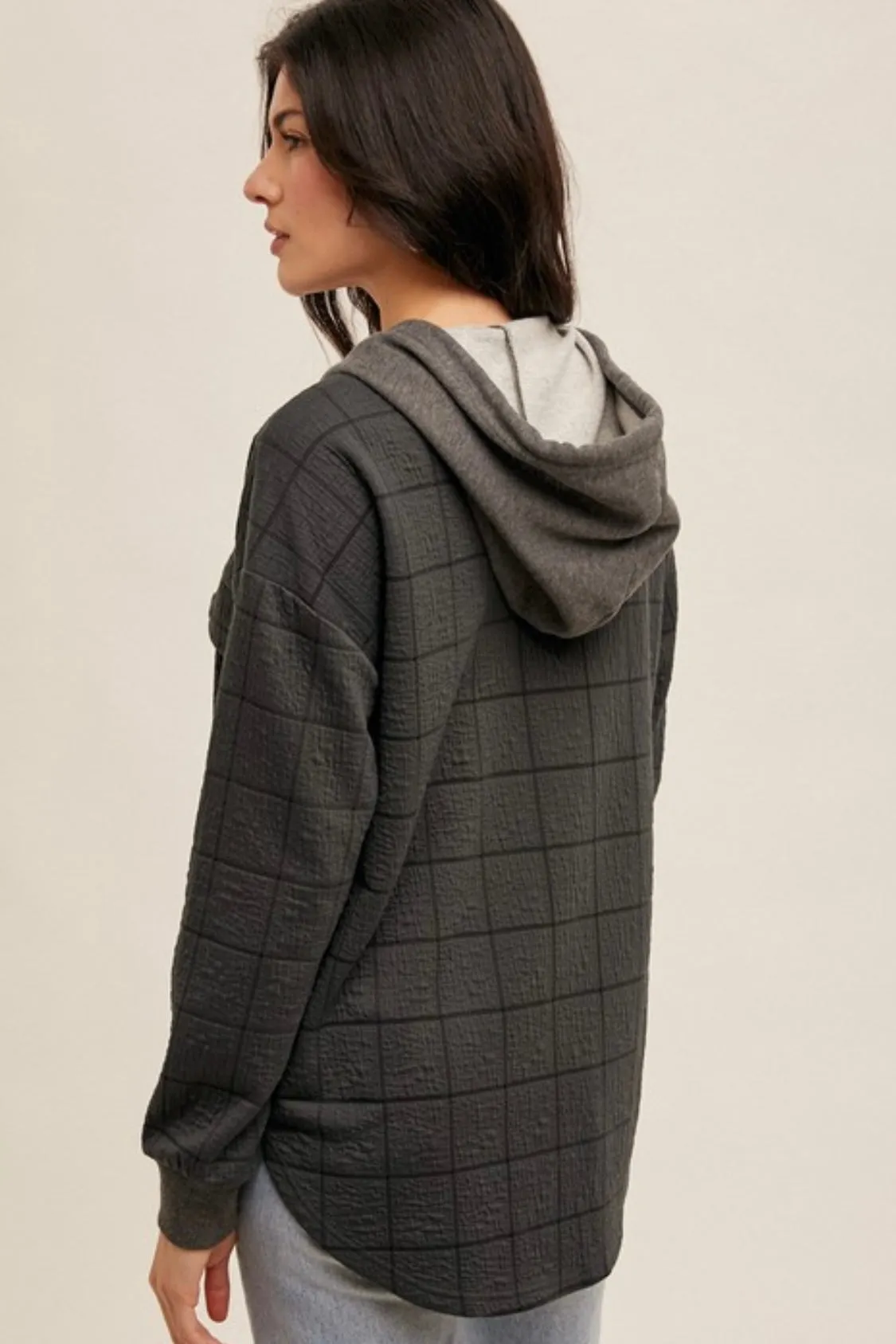 Checked Hooded Shacket - 2 Colors!