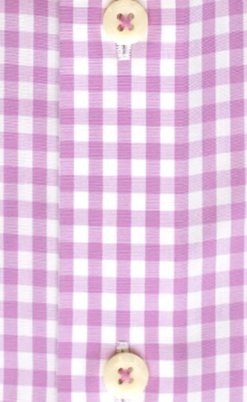 Classic Fit Pink Gingham Button-Down Collar Supima® Non-Iron Cotton Broadcloth Sport Shirt