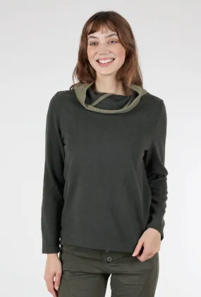 Contrast Cowl Cozy Top, Olive