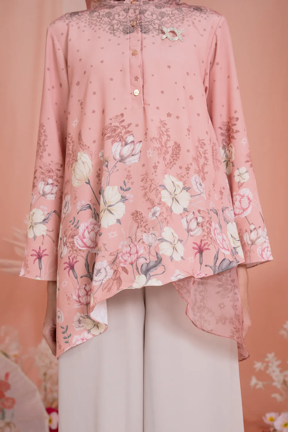 Dayana Blouse & Scarf Set Pecan Peach