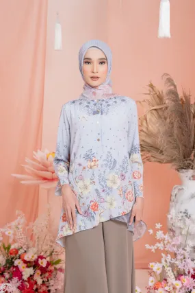 Dayana Blouse & Scarf Syar’i Set Blooming Silver