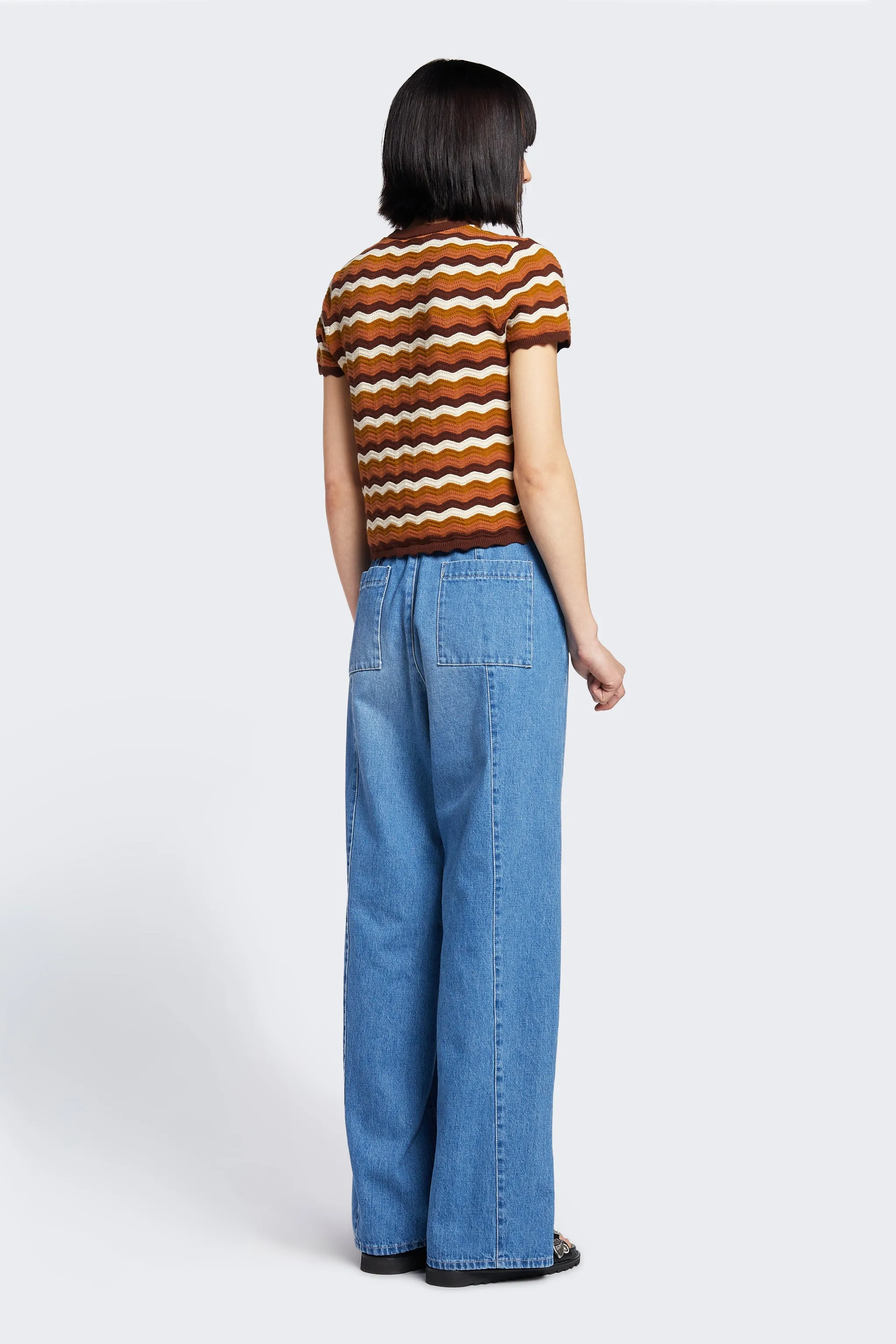 Ellipse Hem Split Pant Mid Blue