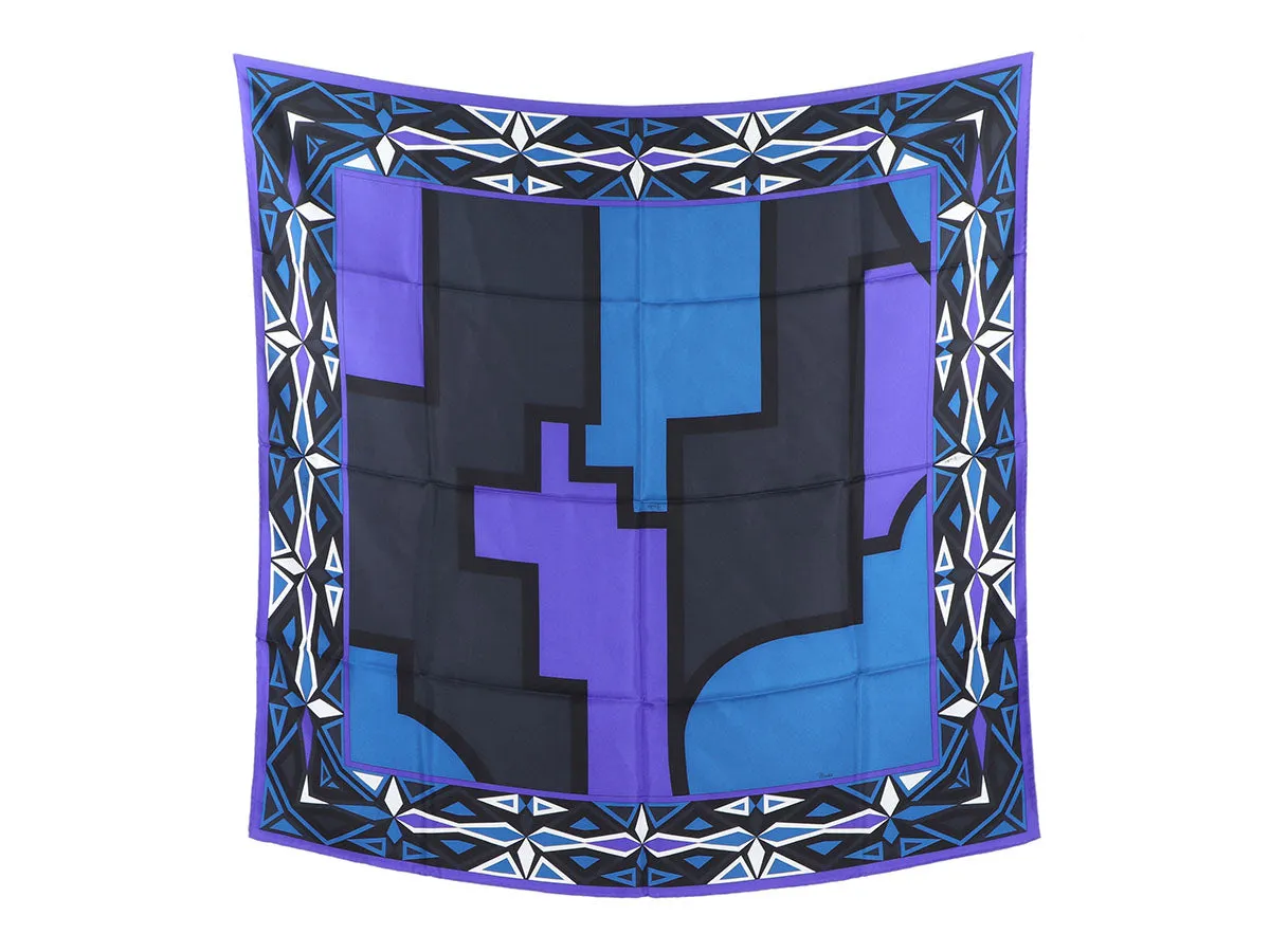 Emilio Pucci Blue Geometricle Silk Scarf