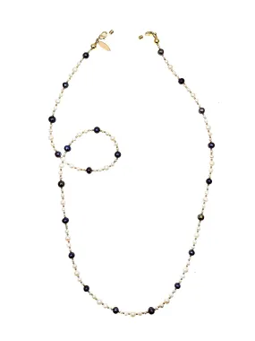 Freshwater Pearls With Black Pearls Glasses Chain FN020