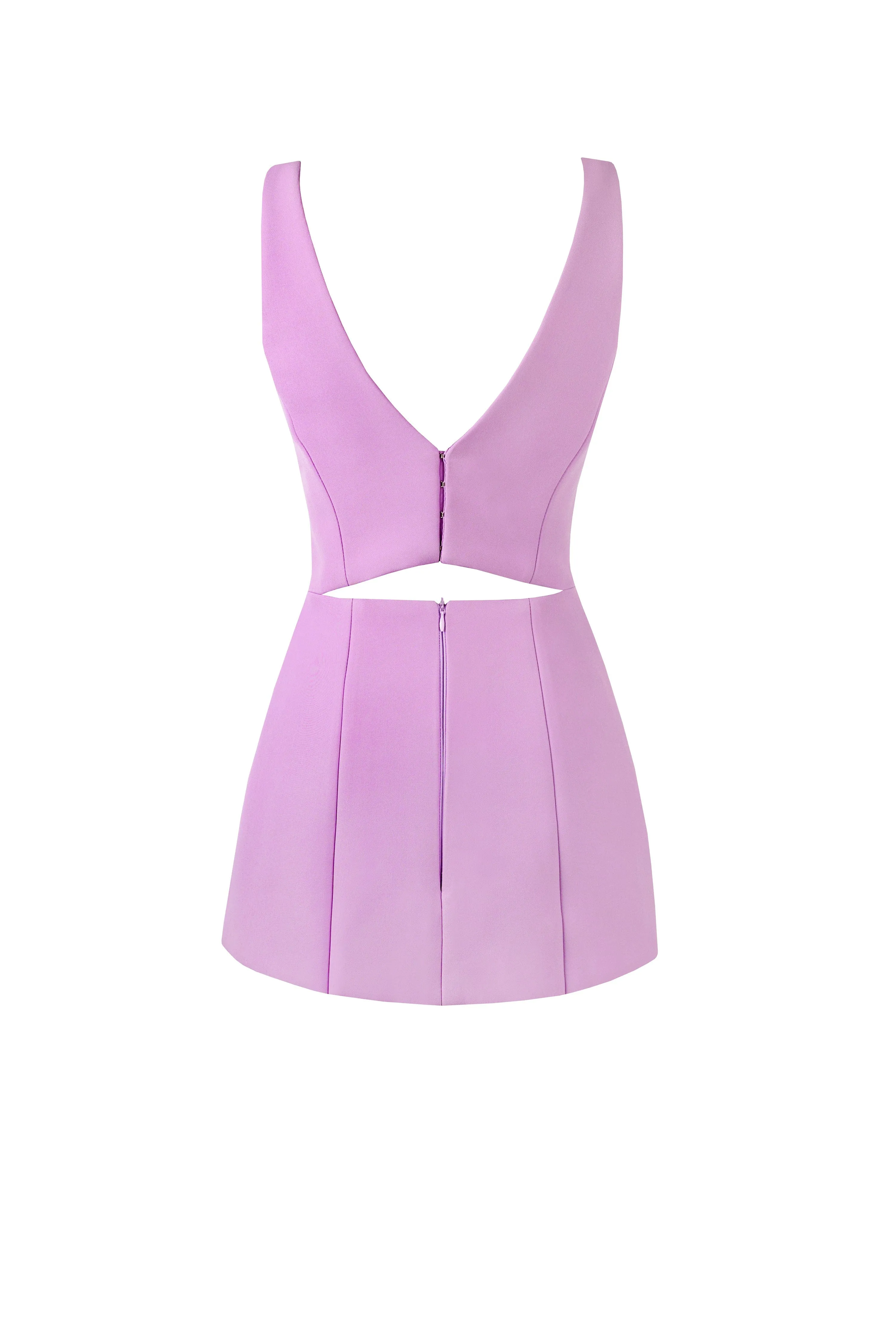 Glossy ultra mini dress in lavender with cutouts