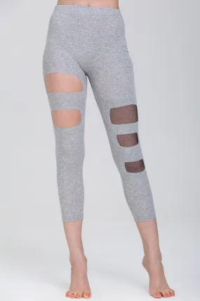 Grey Fishnet Cut Out Tights