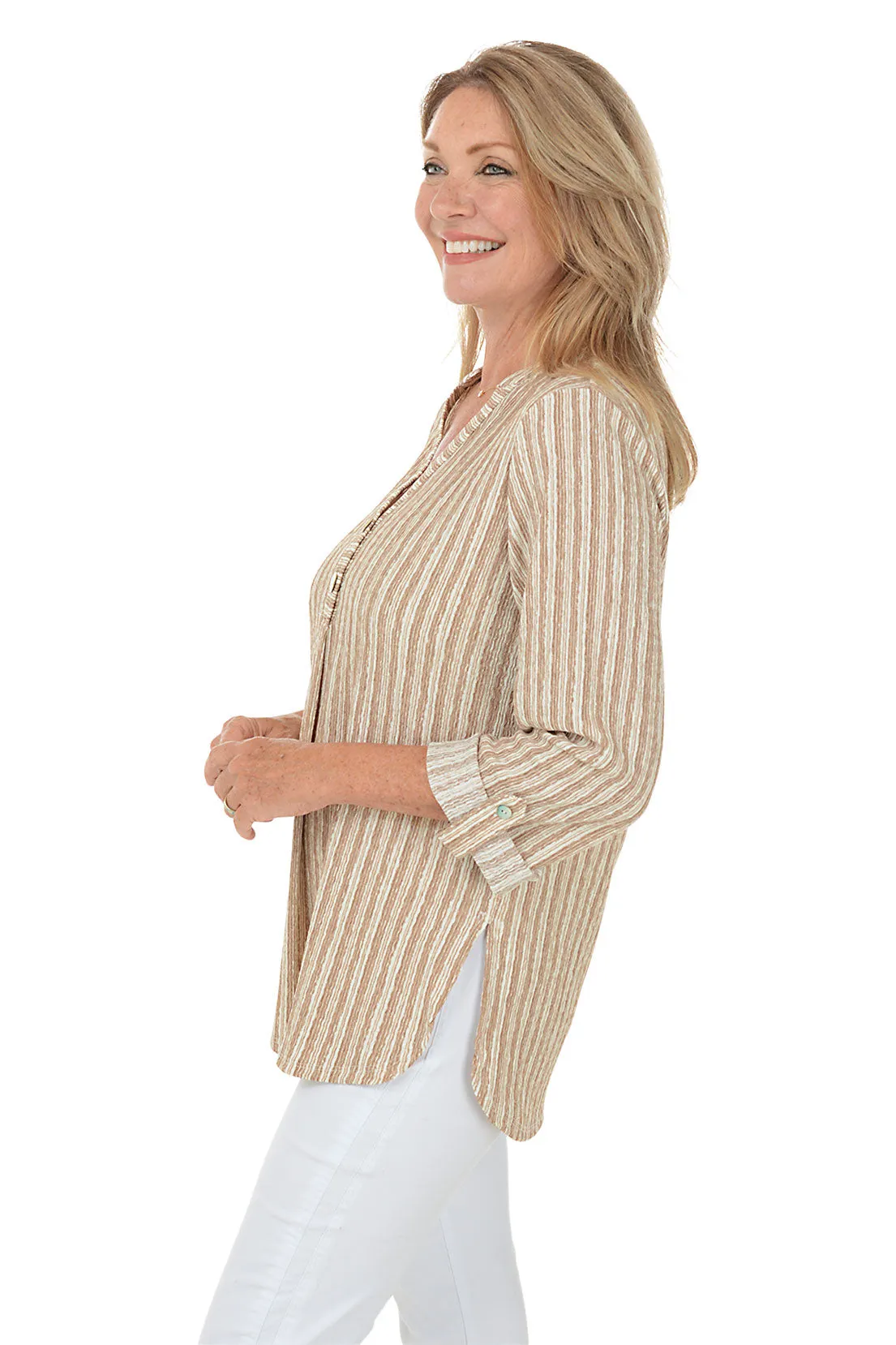 Keep It Natural Striped Crinkle Blouse