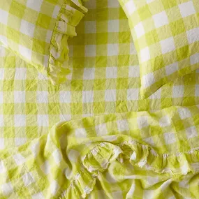 Limoncello 100% Linen Ruffle Flat Sheet