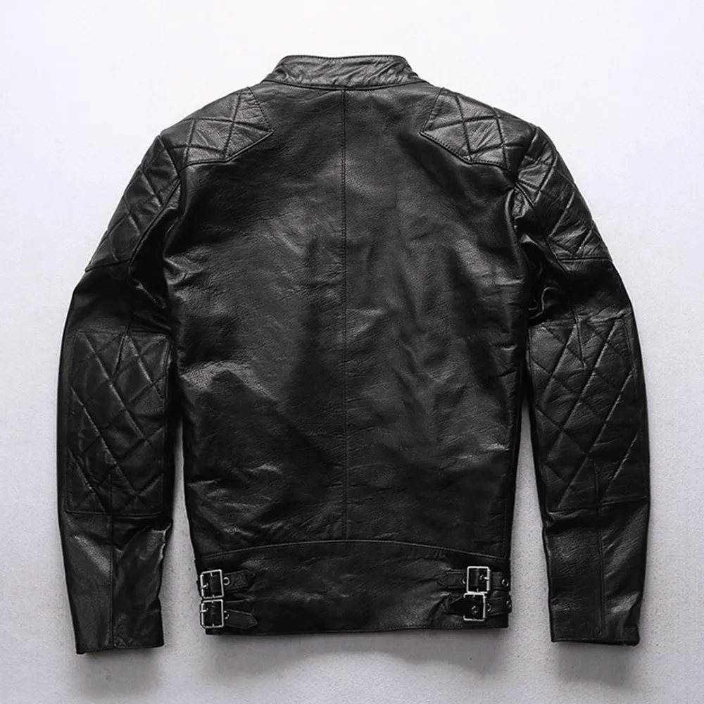 Maturelion Fashion Motorcycle Biker Genuine Men's Leather Jacket