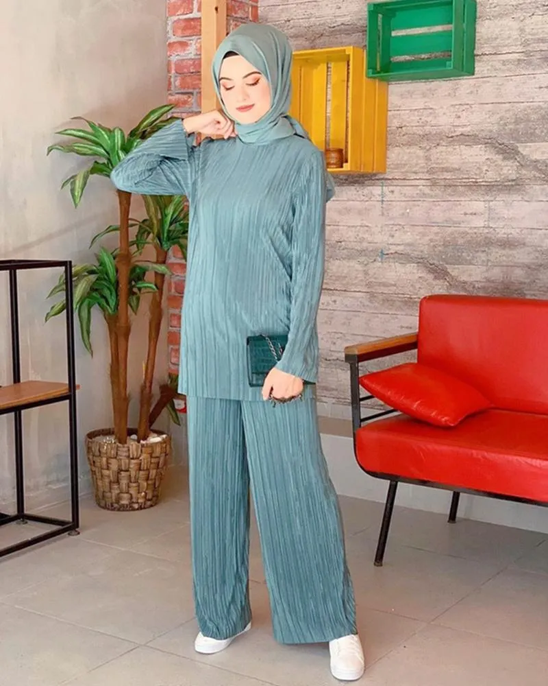 Muslim Clothing Wear 2 Piece Set Pants With Top