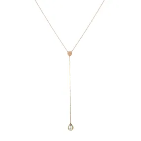 PAVÉ DIAMOND DISC LARIAT WITH FRESHWATER PEARL