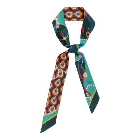 "Peacock" Silk Twilly Neck Bow