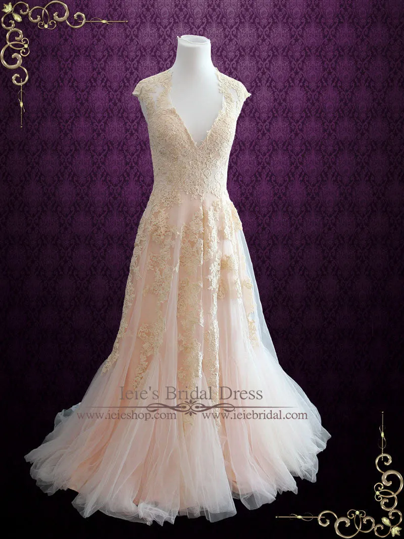 Ready to Wear Blush Pink Lace Wedding Dress KORI