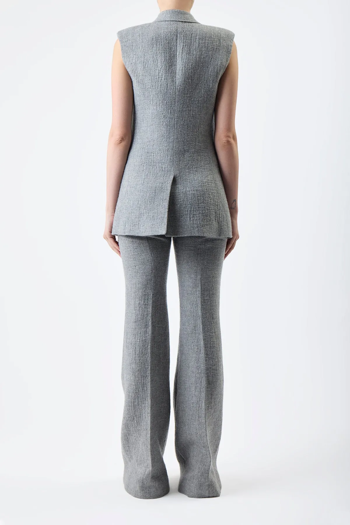 Rhein Pant in Light Grey Melange Cashmere Linen