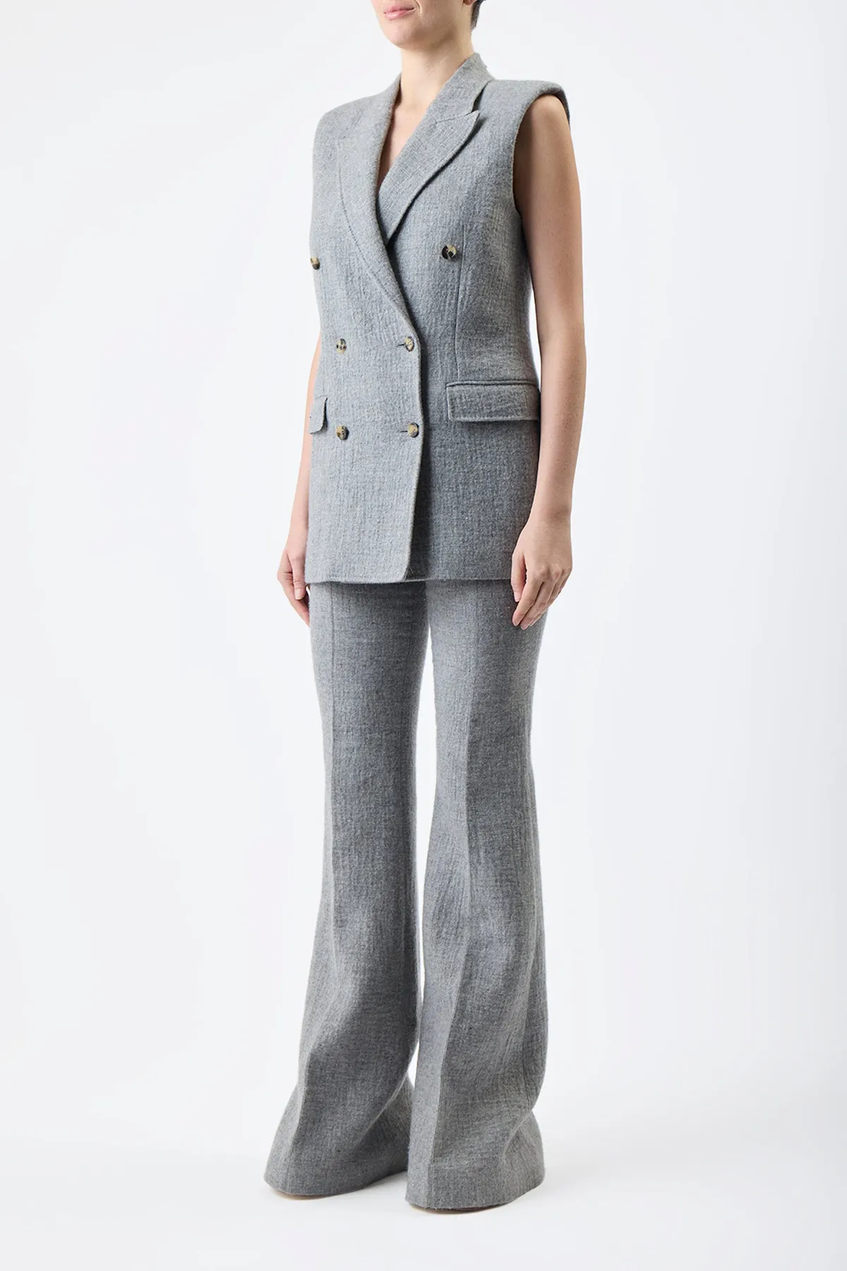 Rhein Pant in Light Grey Melange Cashmere Linen