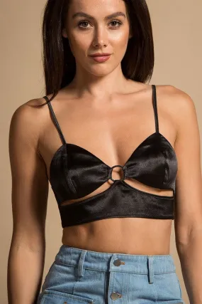 SATIN CUT OUT CROP TOP