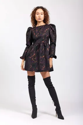 Square Neck Mini Prairie Dress in Enchantress Jacquard