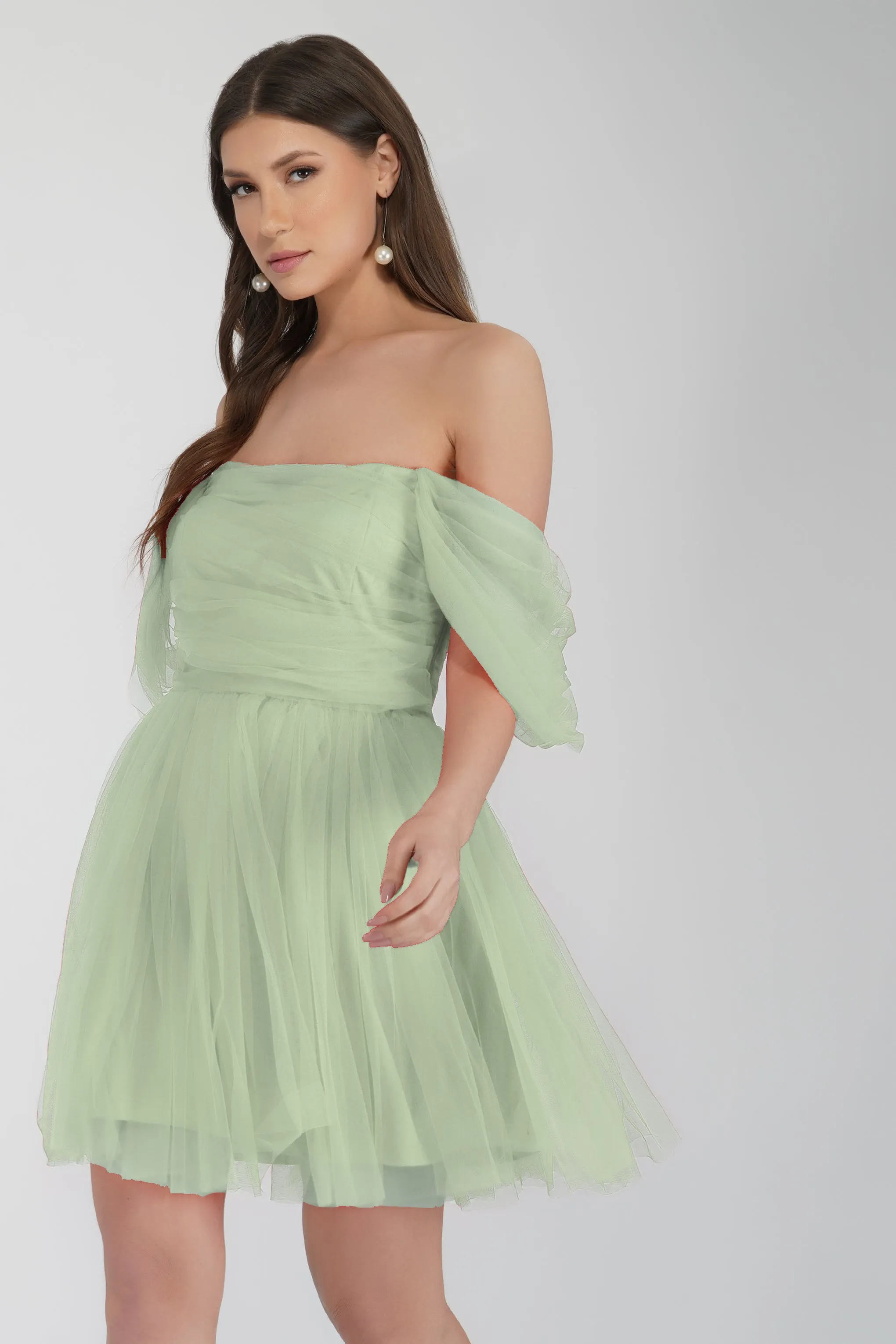 Sydney Sage Green Tulle Mini Dress