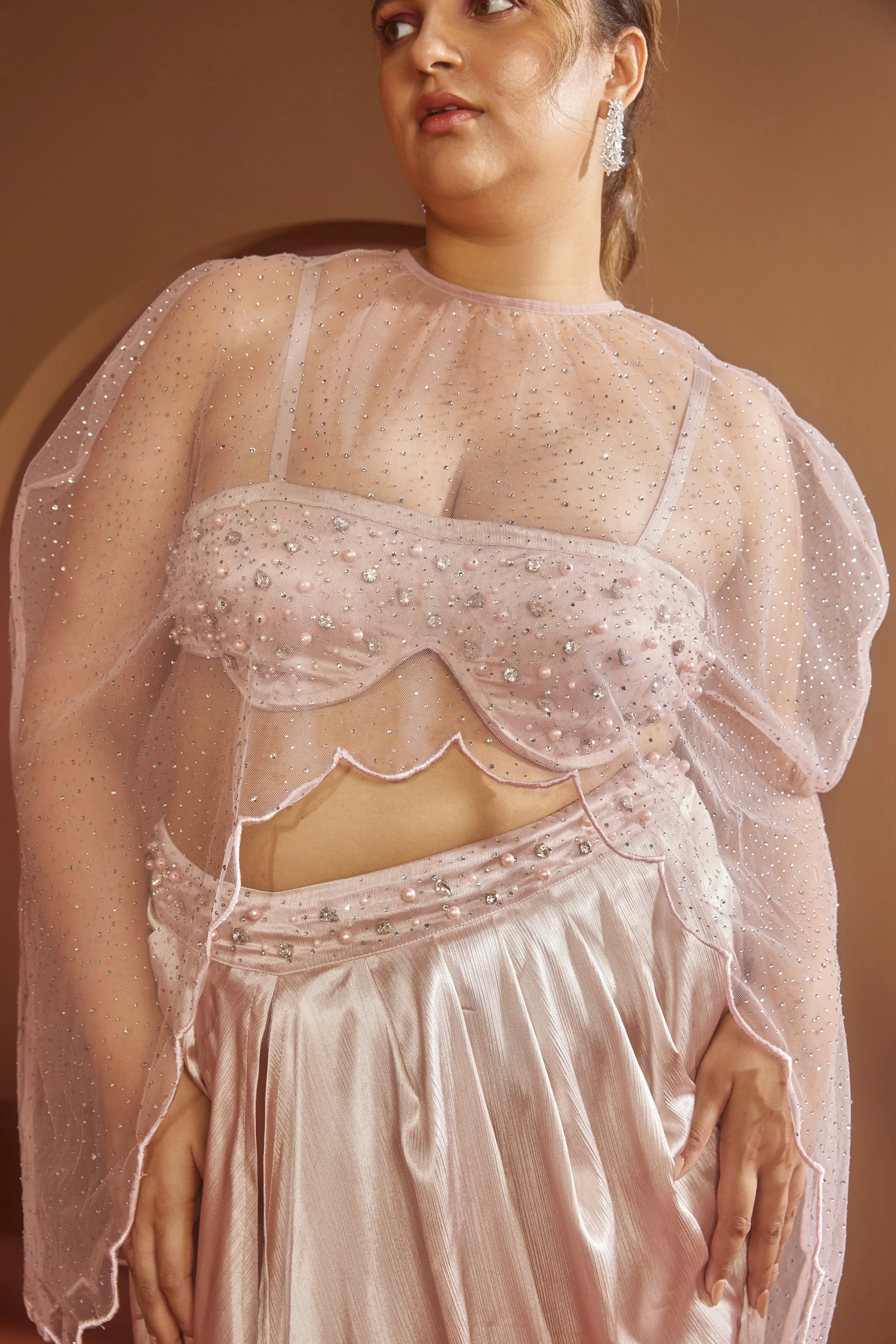 Ubika Blush Pink Embellished Coord set