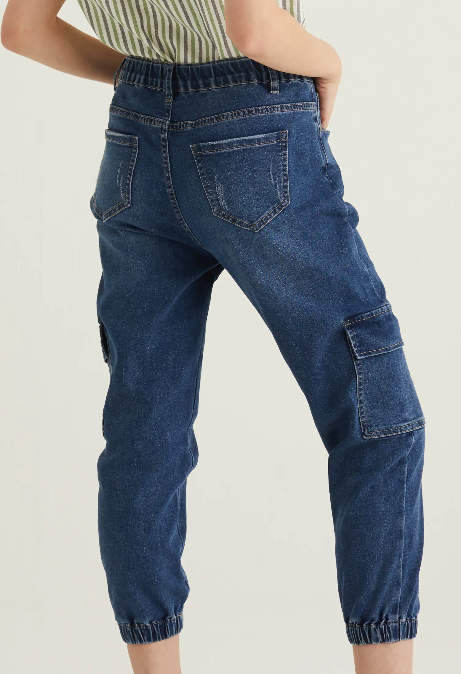 Utility Cargo Pockets Denim Joggers