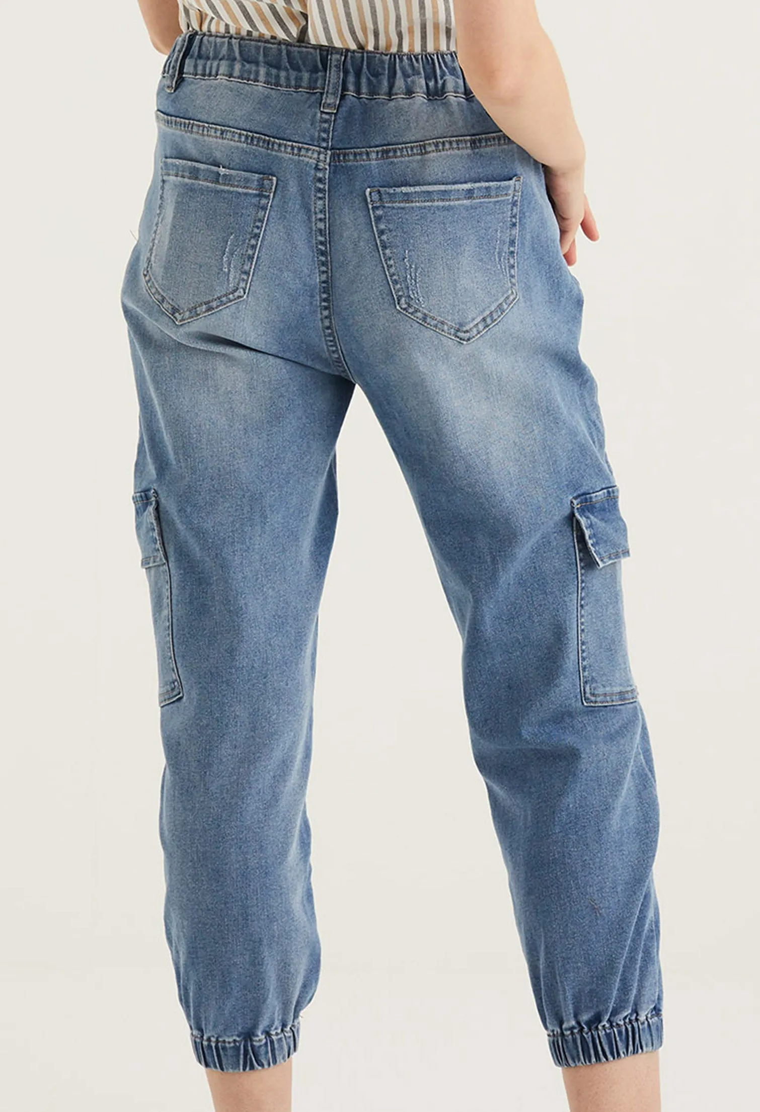 Utility Cargo Pockets Denim Joggers