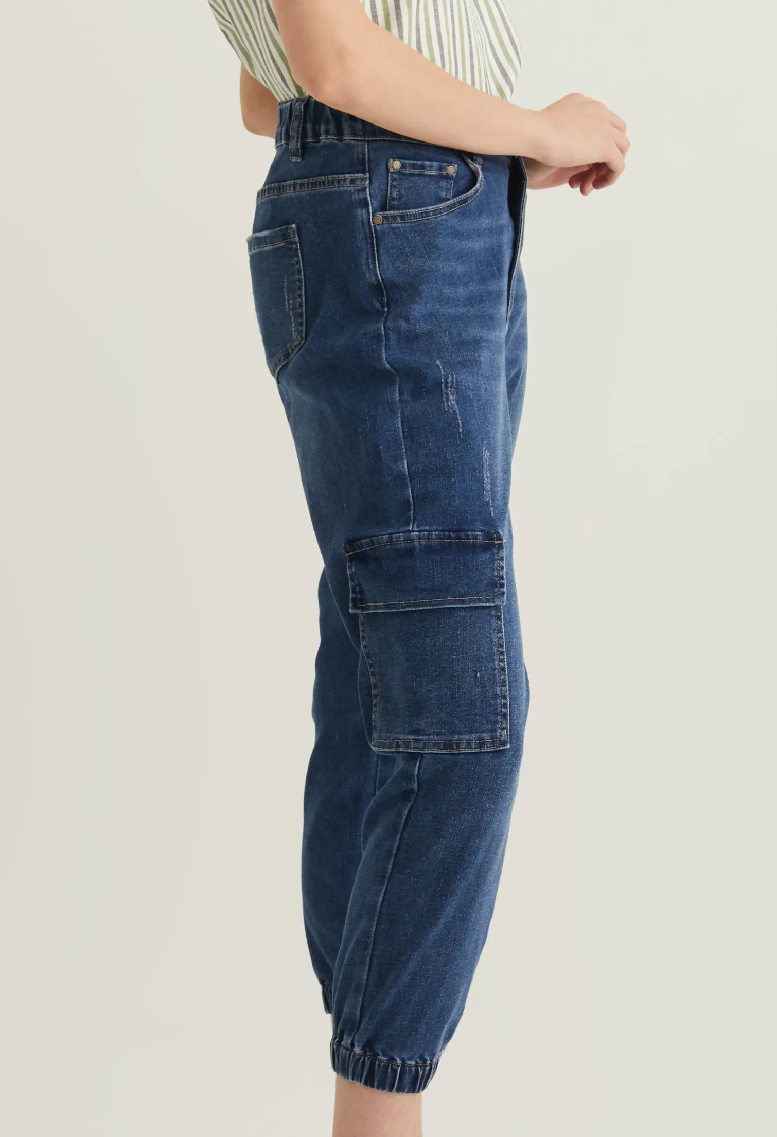 Utility Cargo Pockets Denim Joggers