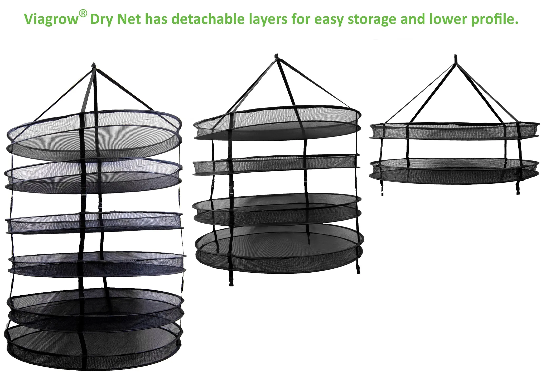 Viagrow 4FT. x 4FT. Net Hanging Herb Drying Rack, 6 Layer, Black (Case of 6)