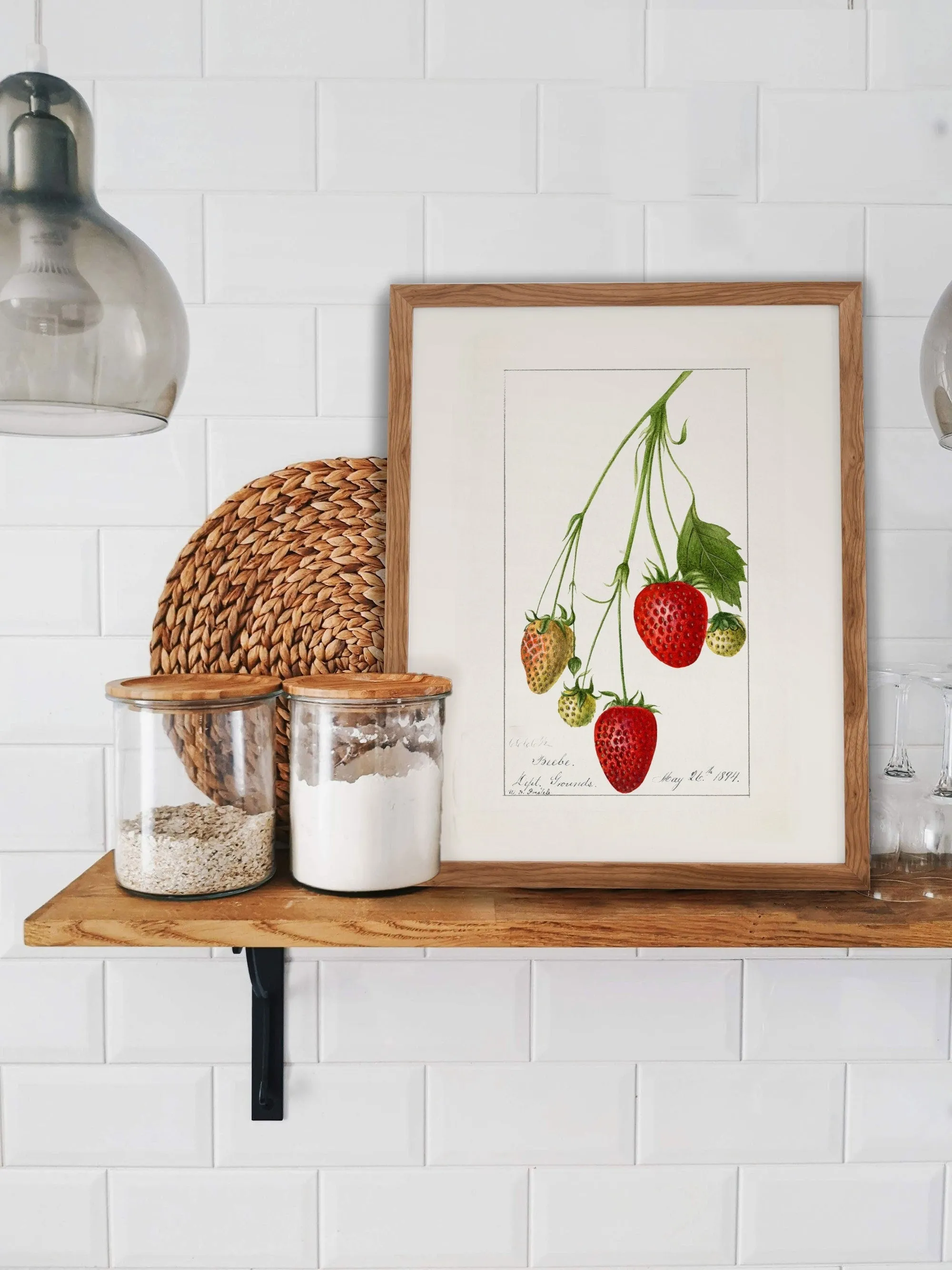 Vintage Strawberry Plant Kitchen Wall Art