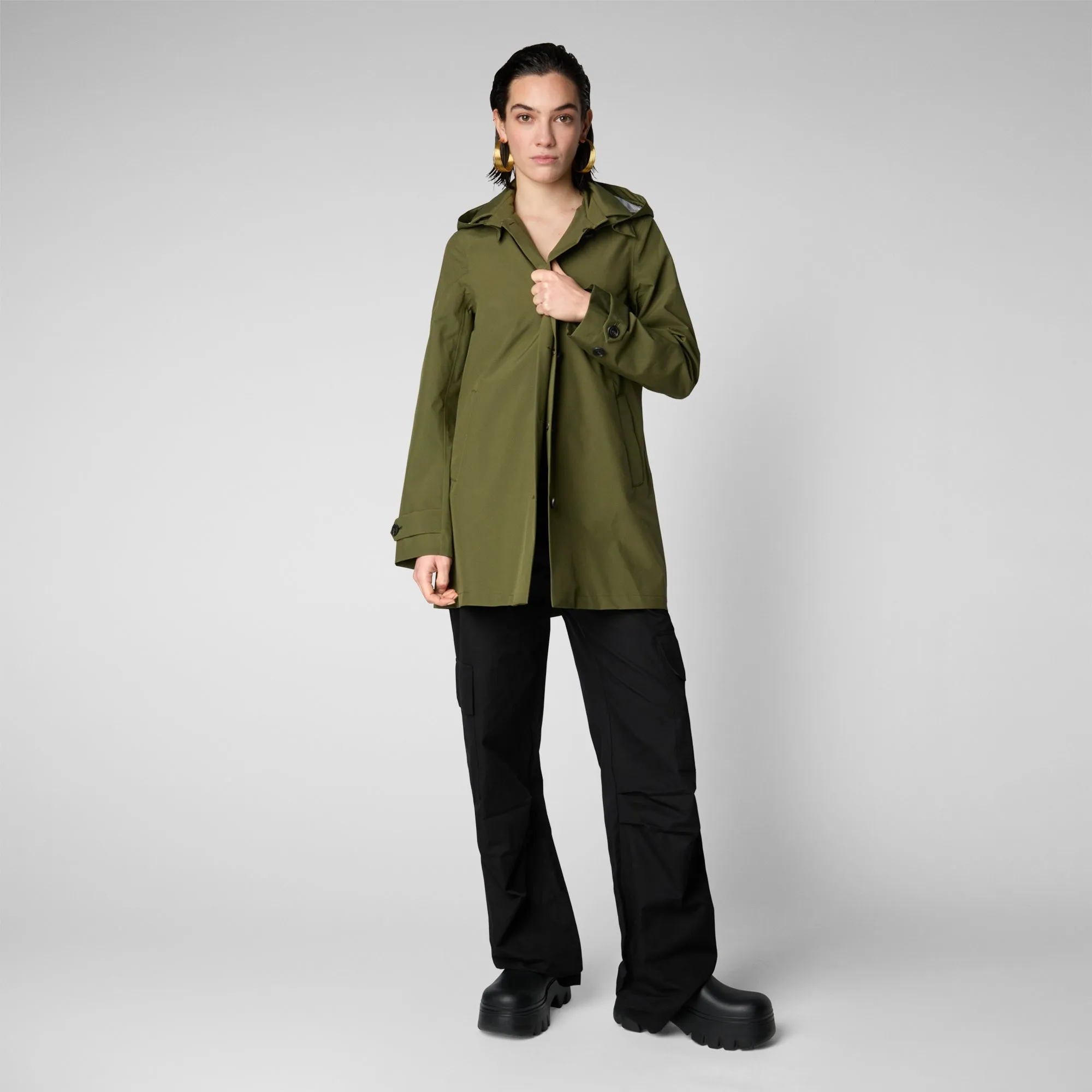 Woman's raincoat April in dusty olive