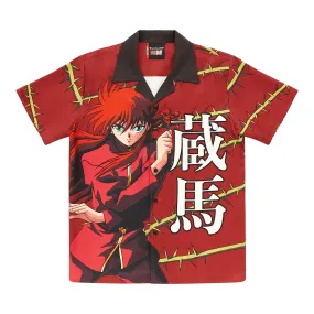 YYH KURAMA ROSE BUTTON UP SHIRT (MAROON)